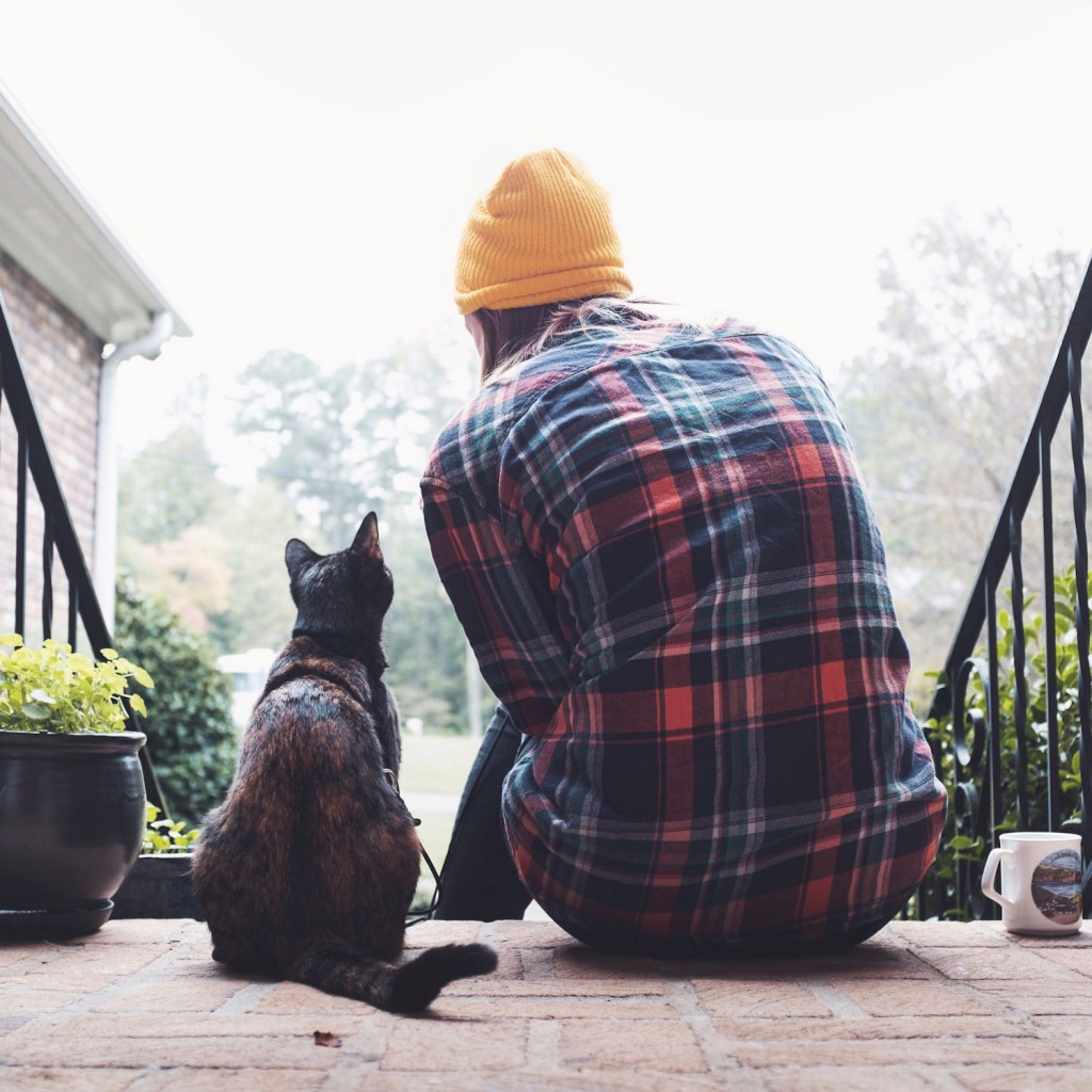 Emily Grant and Eevee the cat